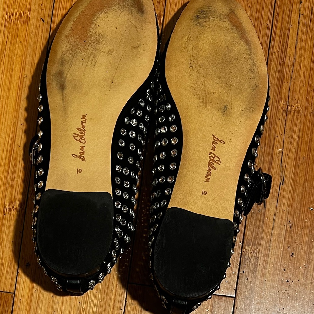 Sam Edelman Michaela Rhinestone Mary Jane Black Silver Size 10. - Picture 12 of 16